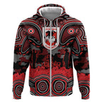 ANZAC Day St George Illawarra Dragons Zip Hoodie Military Memorial Aboriginal Indigenous Art