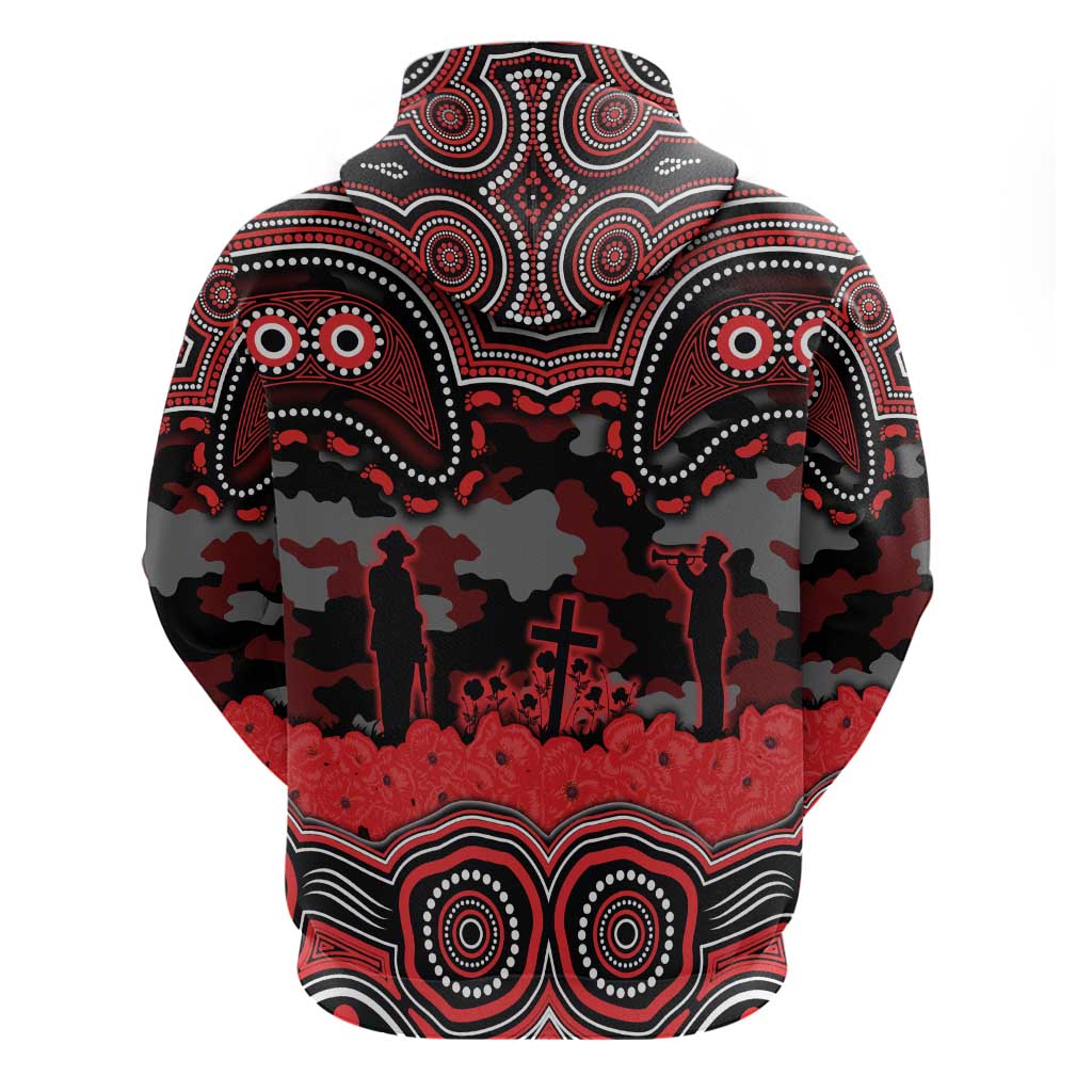 ANZAC Day St George Illawarra Dragons Zip Hoodie Military Memorial Aboriginal Indigenous Art