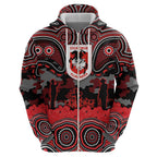 ANZAC Day St George Illawarra Dragons Zip Hoodie Military Memorial Aboriginal Indigenous Art