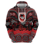 ANZAC Day St George Illawarra Dragons Zip Hoodie Military Memorial Aboriginal Indigenous Art