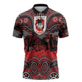 ANZAC Day St George Illawarra Dragons Zipper Polo Shirt Military Memorial Aboriginal Indigenous Art