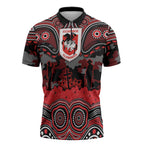ANZAC Day St George Illawarra Dragons Zipper Polo Shirt Military Memorial Aboriginal Indigenous Art