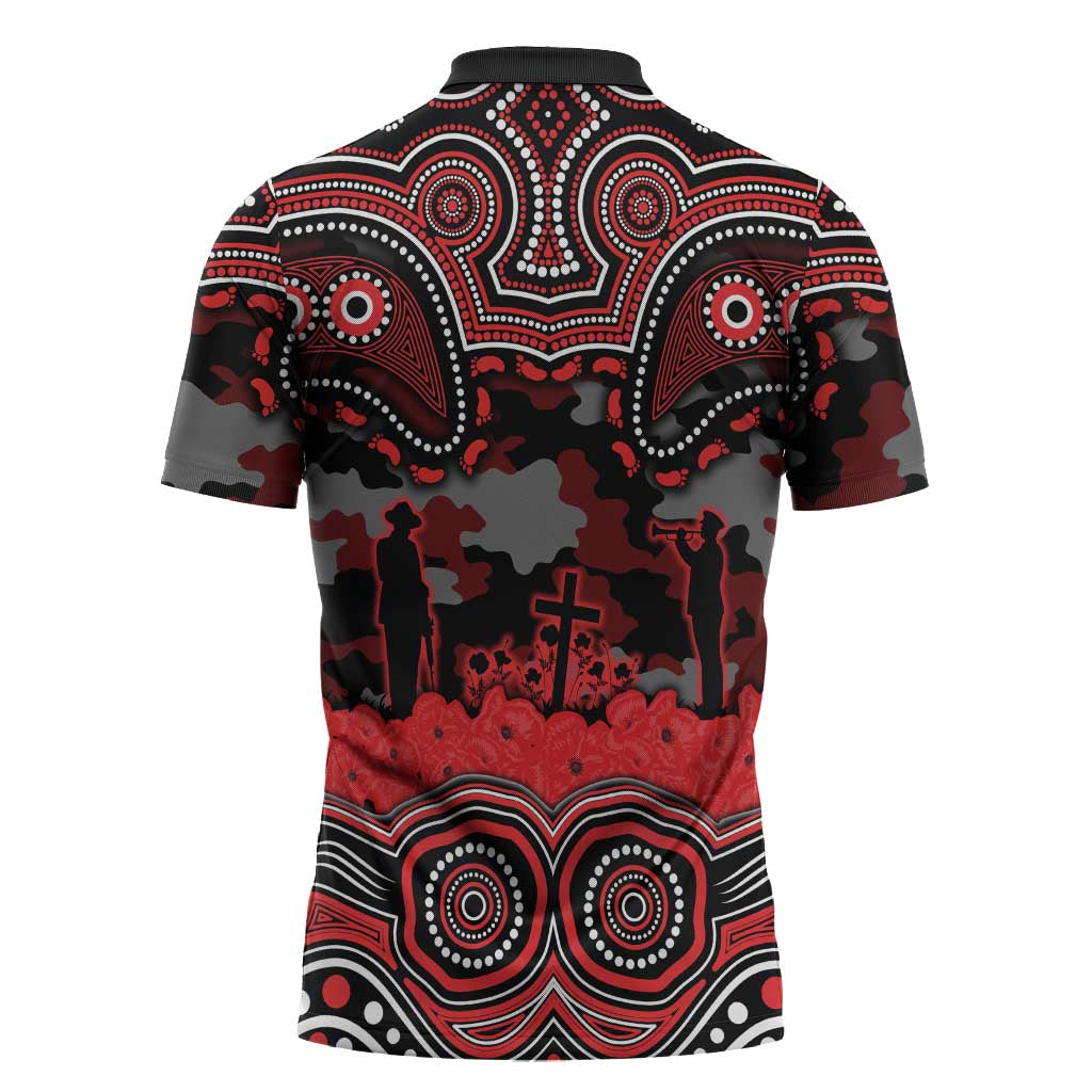 ANZAC Day St George Illawarra Dragons Zipper Polo Shirt Military Memorial Aboriginal Indigenous Art
