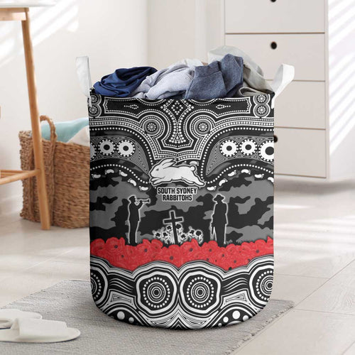 ANZAC Day South Sydney Rabbitohs Laundry Basket Military Memorial Aboriginal Indigenous Art