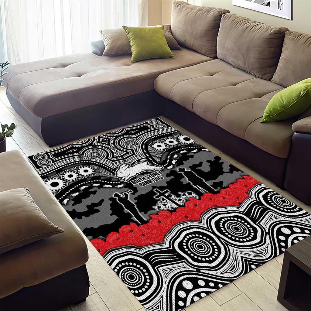 ANZAC Day South Sydney Rabbitohs Area Rug Military Memorial Aboriginal Indigenous Art