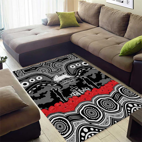 ANZAC Day South Sydney Rabbitohs Area Rug Military Memorial Aboriginal Indigenous Art
