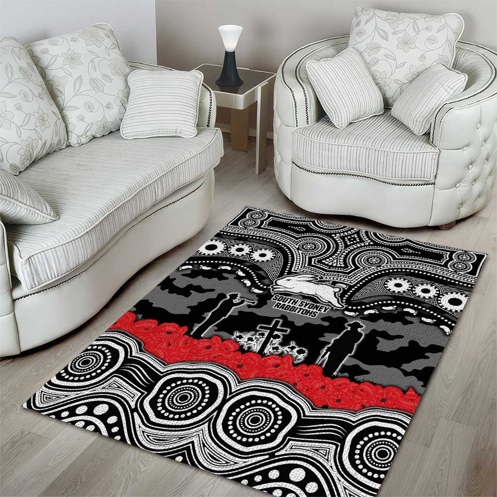 ANZAC Day South Sydney Rabbitohs Area Rug Military Memorial Aboriginal Indigenous Art