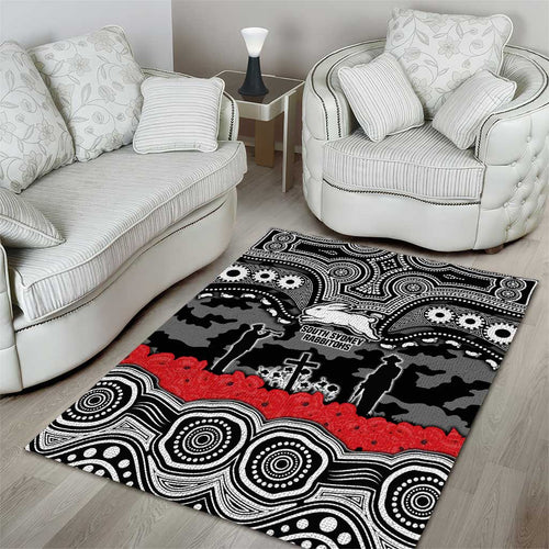 ANZAC Day South Sydney Rabbitohs Area Rug Military Memorial Aboriginal Indigenous Art