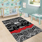 ANZAC Day South Sydney Rabbitohs Area Rug Military Memorial Aboriginal Indigenous Art
