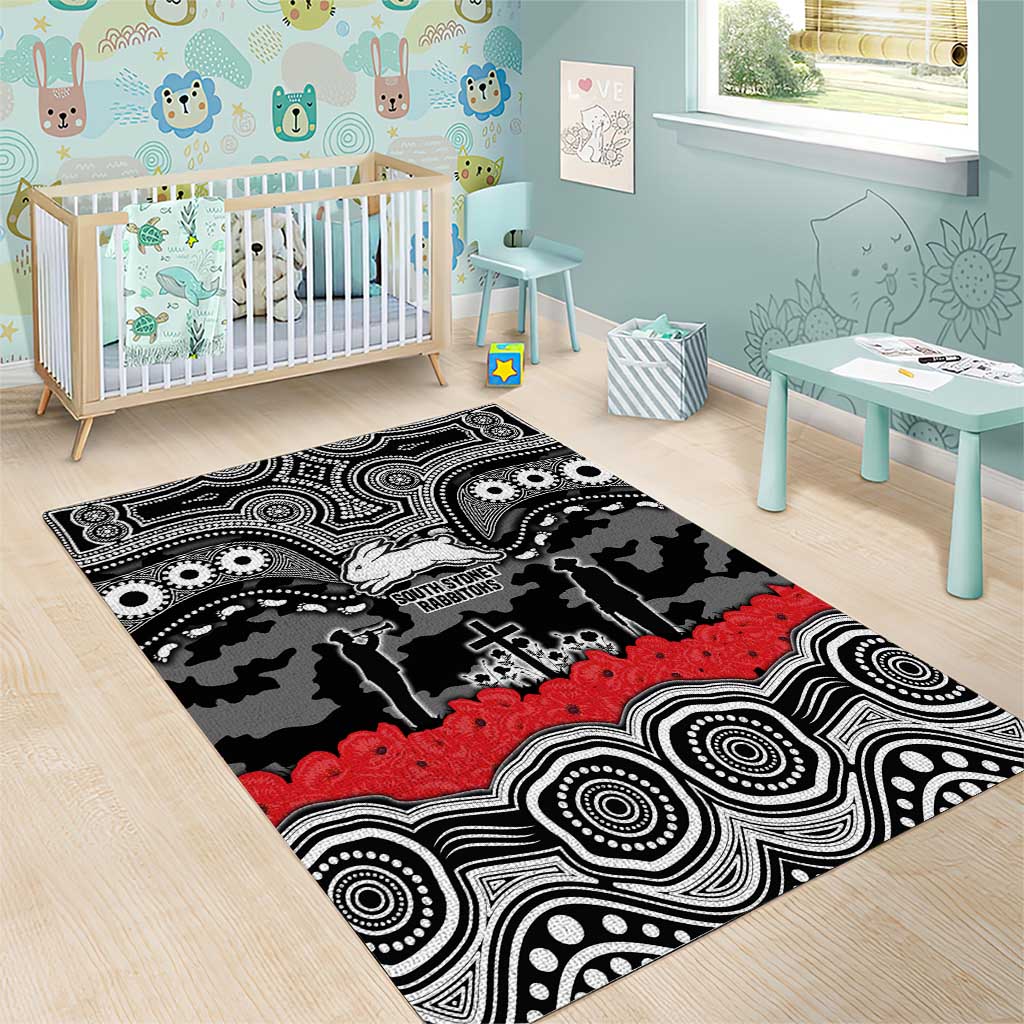 ANZAC Day South Sydney Rabbitohs Area Rug Military Memorial Aboriginal Indigenous Art