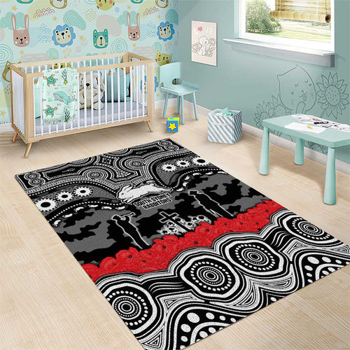 ANZAC Day South Sydney Rabbitohs Area Rug Military Memorial Aboriginal Indigenous Art