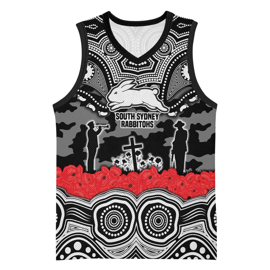 ANZAC Day South Sydney Rabbitohs Basketball Jersey Military Memorial Aboriginal Indigenous Art