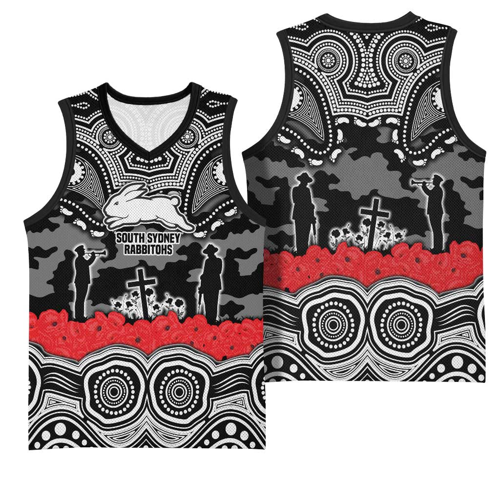 ANZAC Day South Sydney Rabbitohs Basketball Jersey Military Memorial Aboriginal Indigenous Art