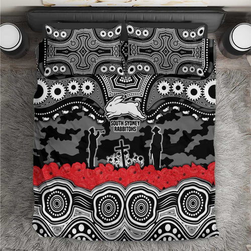 ANZAC Day South Sydney Rabbitohs Bedding Set Military Memorial Aboriginal Indigenous Art