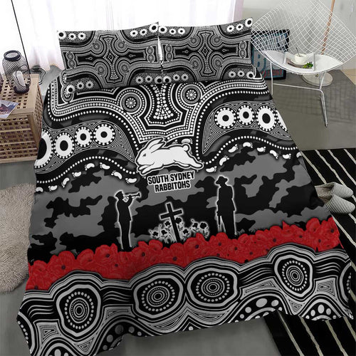 ANZAC Day South Sydney Rabbitohs Bedding Set Military Memorial Aboriginal Indigenous Art