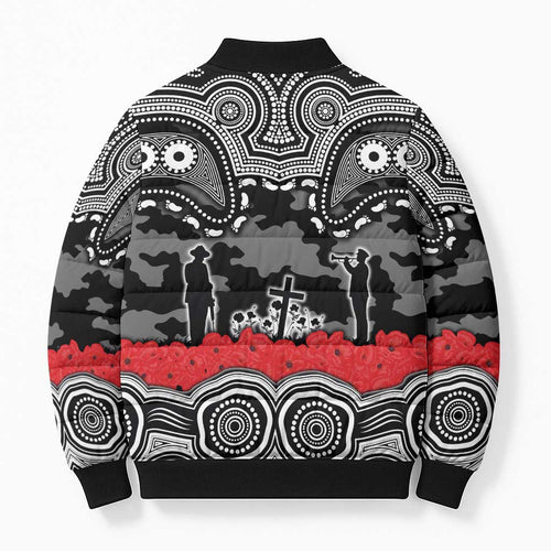 ANZAC Day South Sydney Rabbitohs Bomber Puffer Jacket Military Memorial Aboriginal Indigenous Art