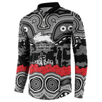 ANZAC Day South Sydney Rabbitohs Button Sweatshirt Military Memorial Aboriginal Indigenous Art