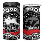 ANZAC Day South Sydney Rabbitohs 4 in 1 Can Cooler Tumbler Military Memorial Aboriginal Indigenous Art