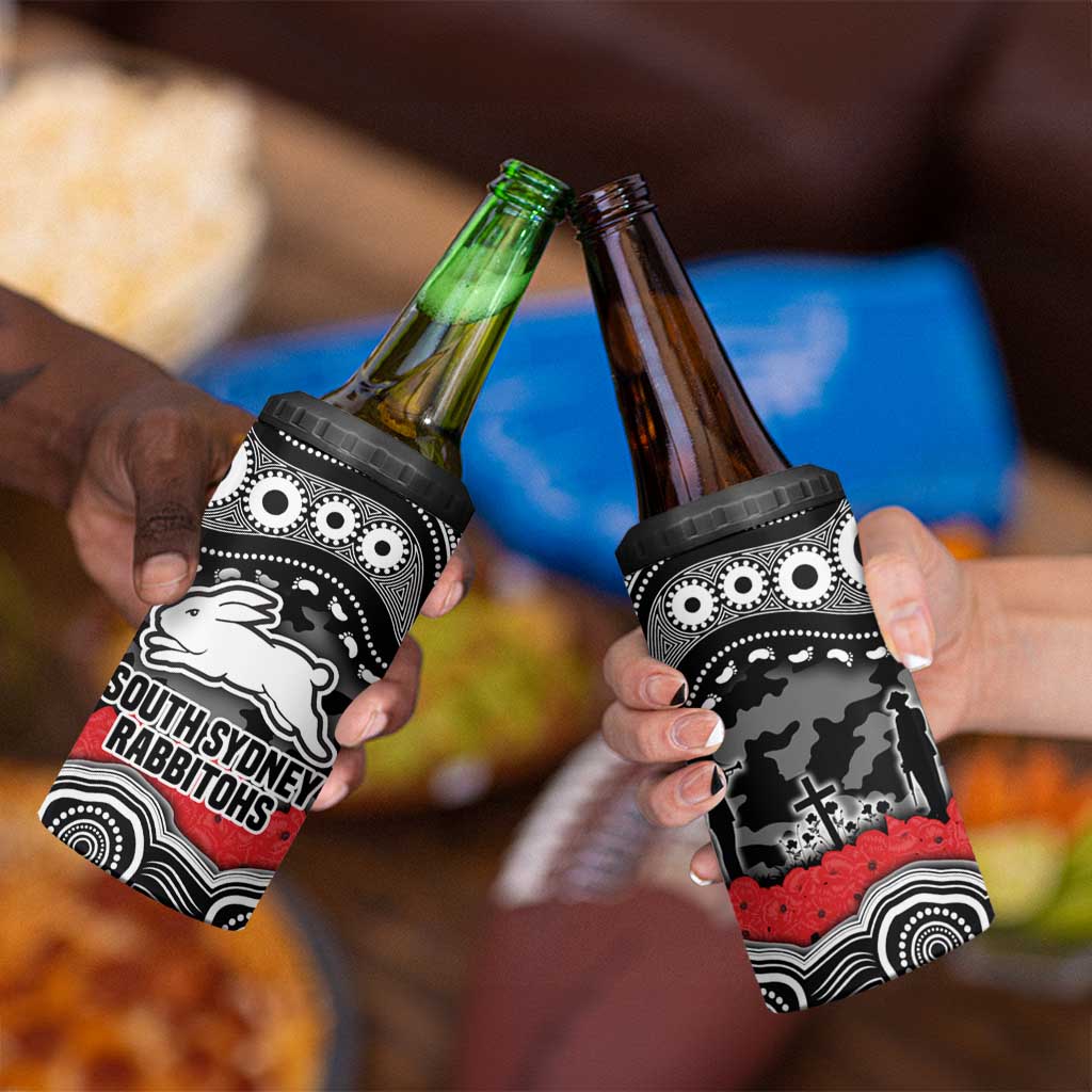 ANZAC Day South Sydney Rabbitohs 4 in 1 Can Cooler Tumbler Military Memorial Aboriginal Indigenous Art