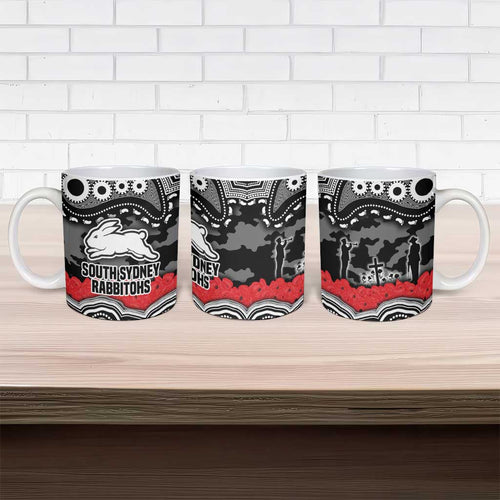 ANZAC Day South Sydney Rabbitohs Ceramic Mug Military Memorial Aboriginal Indigenous Art