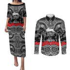 ANZAC Day South Sydney Rabbitohs Couples Matching Puletasi and Long Sleeve Button Shirt Military Memorial Aboriginal Indigenous Art