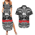 ANZAC Day South Sydney Rabbitohs Couples Matching Summer Maxi Dress and Hawaiian Shirt Military Memorial Aboriginal Indigenous Art