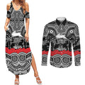 ANZAC Day South Sydney Rabbitohs Couples Matching Summer Maxi Dress and Long Sleeve Button Shirt Military Memorial Aboriginal Indigenous Art