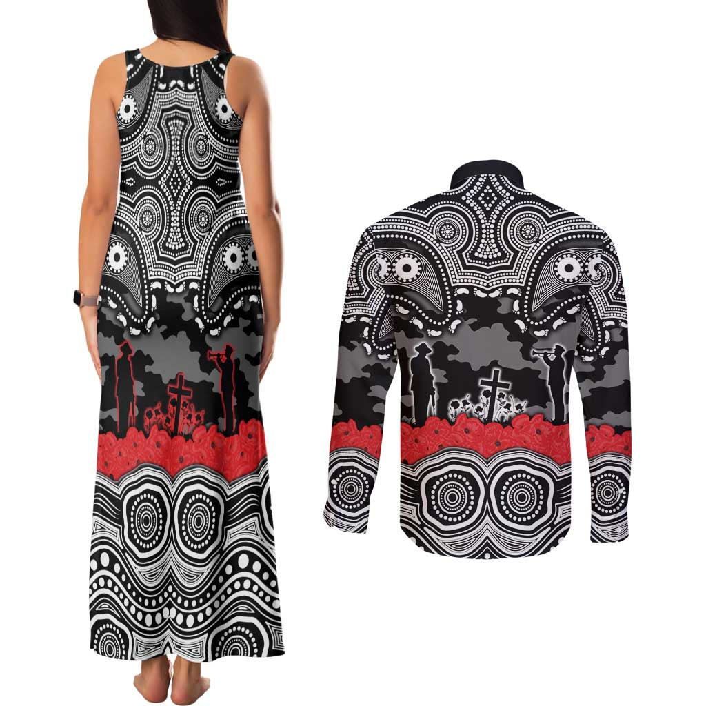 ANZAC Day South Sydney Rabbitohs Couples Matching Tank Maxi Dress and Long Sleeve Button Shirt Military Memorial Aboriginal Indigenous Art