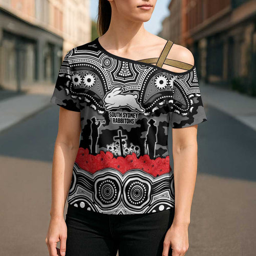 ANZAC Day South Sydney Rabbitohs Cross Shoulder Shirt Military Memorial Aboriginal Indigenous Art