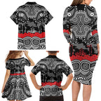 ANZAC Day South Sydney Rabbitohs Family Matching Long Sleeve Bodycon Dress and Hawaiian Shirt Military Memorial Aboriginal Indigenous Art