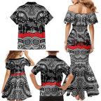 ANZAC Day South Sydney Rabbitohs Family Matching Mermaid Dress and Hawaiian Shirt Military Memorial Aboriginal Indigenous Art