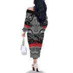 ANZAC Day South Sydney Rabbitohs Family Matching Off The Shoulder Long Sleeve Dress and Hawaiian Shirt Military Memorial Aboriginal Indigenous Art