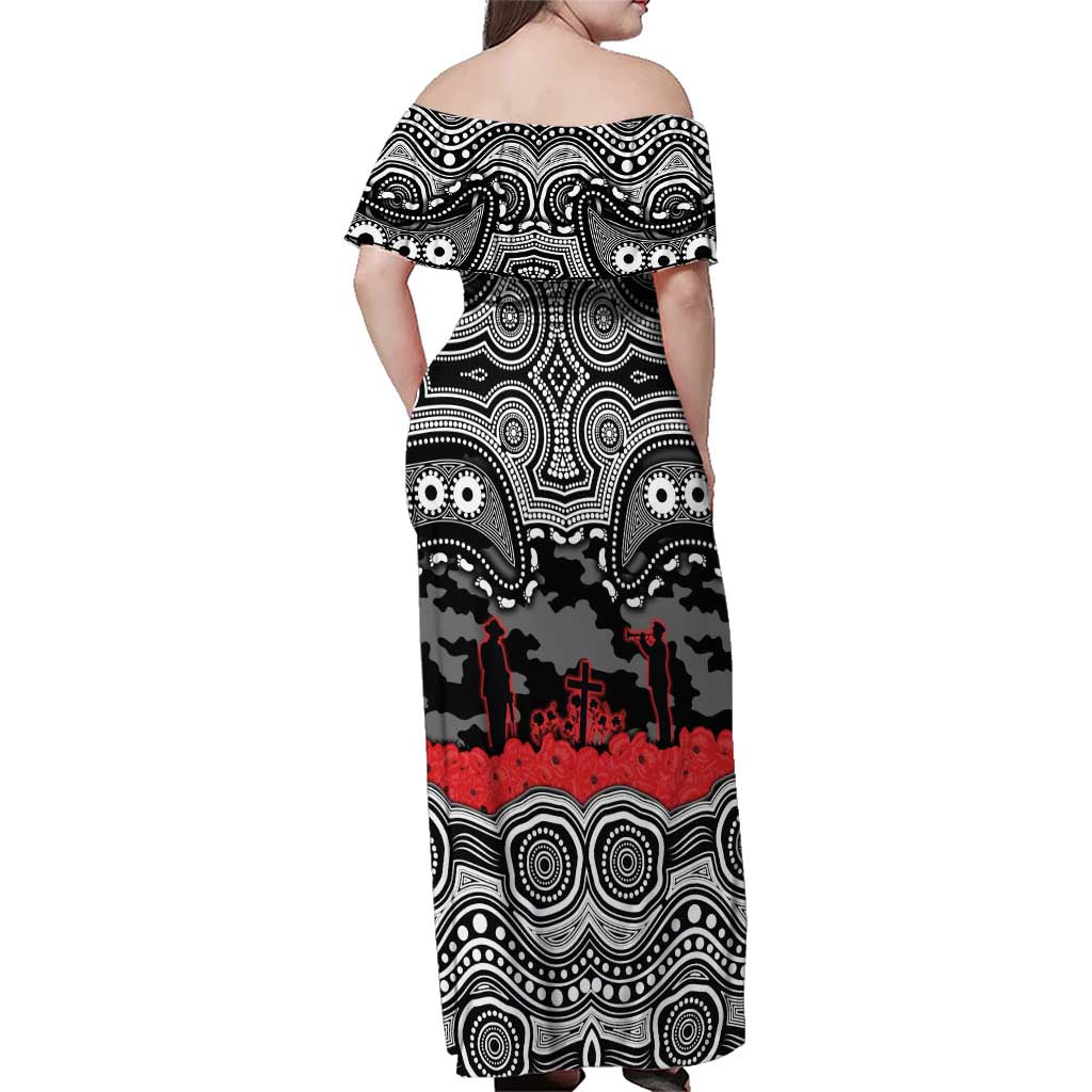 ANZAC Day South Sydney Rabbitohs Family Matching Off Shoulder Maxi Dress and Hawaiian Shirt Military Memorial Aboriginal Indigenous Art