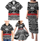 ANZAC Day South Sydney Rabbitohs Family Matching Puletasi and Hawaiian Shirt Military Memorial Aboriginal Indigenous Art