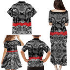 ANZAC Day South Sydney Rabbitohs Family Matching Puletasi and Hawaiian Shirt Military Memorial Aboriginal Indigenous Art