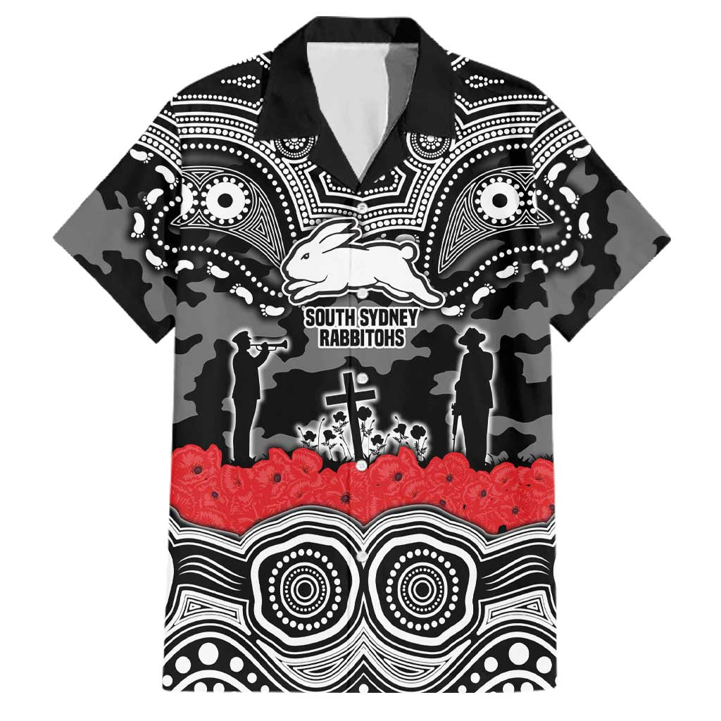 ANZAC Day South Sydney Rabbitohs Family Matching Puletasi and Hawaiian Shirt Military Memorial Aboriginal Indigenous Art