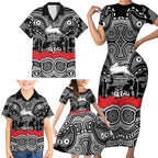 ANZAC Day South Sydney Rabbitohs Family Matching Short Sleeve Bodycon Dress and Hawaiian Shirt Military Memorial Aboriginal Indigenous Art