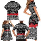 ANZAC Day South Sydney Rabbitohs Family Matching Short Sleeve Bodycon Dress and Hawaiian Shirt Military Memorial Aboriginal Indigenous Art