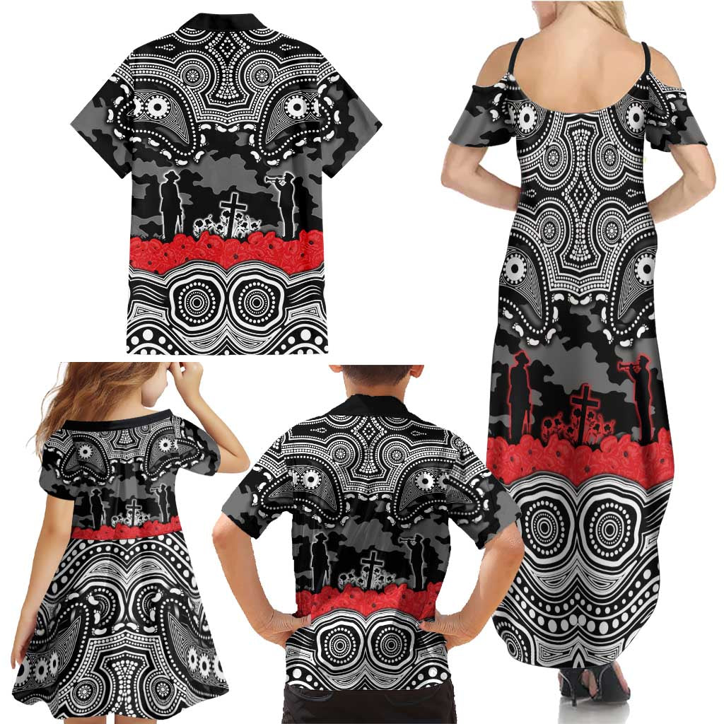ANZAC Day South Sydney Rabbitohs Family Matching Summer Maxi Dress and Hawaiian Shirt Military Memorial Aboriginal Indigenous Art