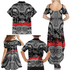 ANZAC Day South Sydney Rabbitohs Family Matching Summer Maxi Dress and Hawaiian Shirt Military Memorial Aboriginal Indigenous Art