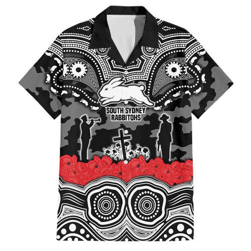 ANZAC Day South Sydney Rabbitohs Family Matching Summer Maxi Dress and Hawaiian Shirt Military Memorial Aboriginal Indigenous Art