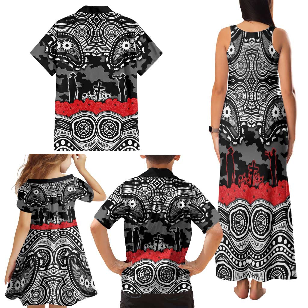 ANZAC Day South Sydney Rabbitohs Family Matching Tank Maxi Dress and Hawaiian Shirt Military Memorial Aboriginal Indigenous Art