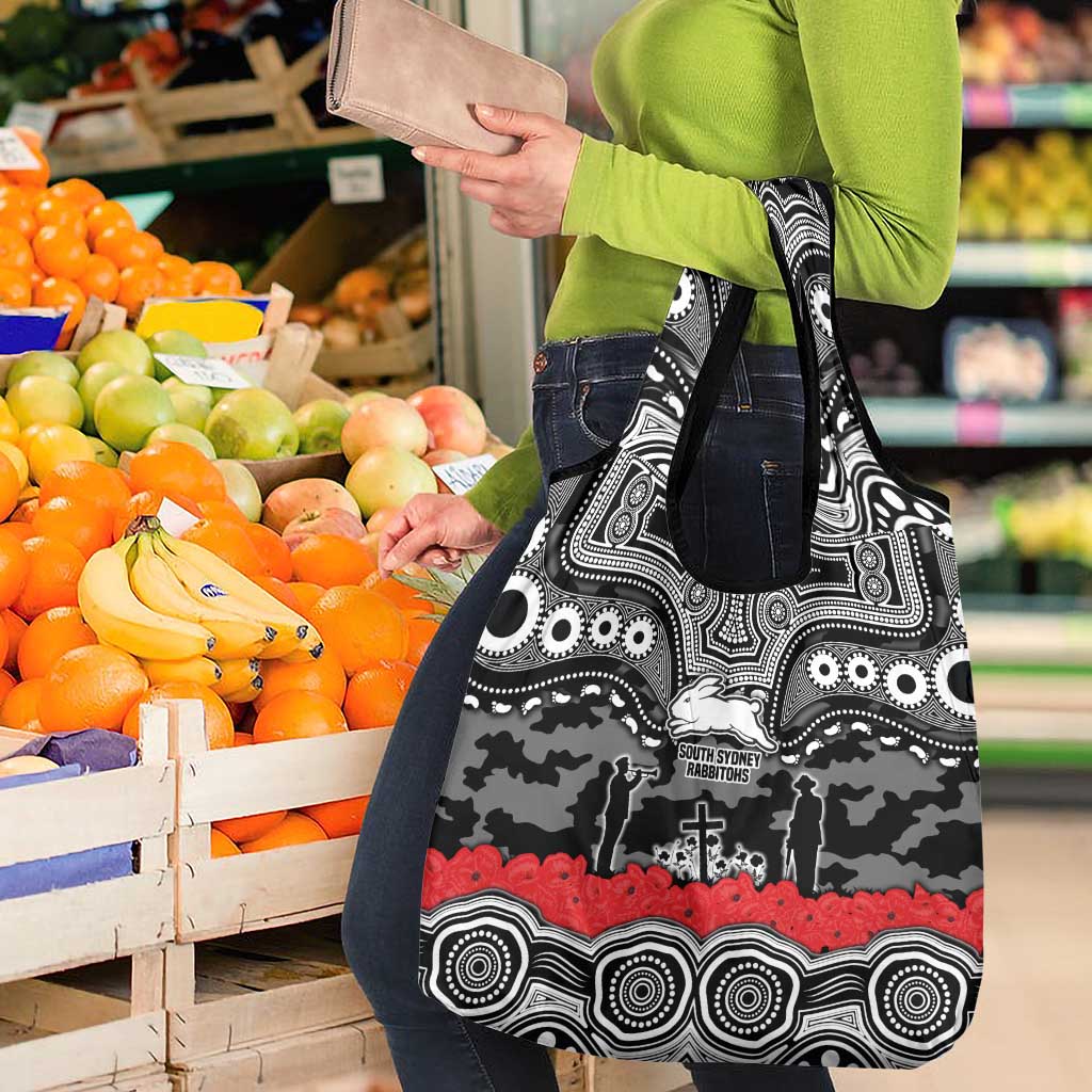 ANZAC Day South Sydney Rabbitohs Grocery Bag Military Memorial Aboriginal Indigenous Art