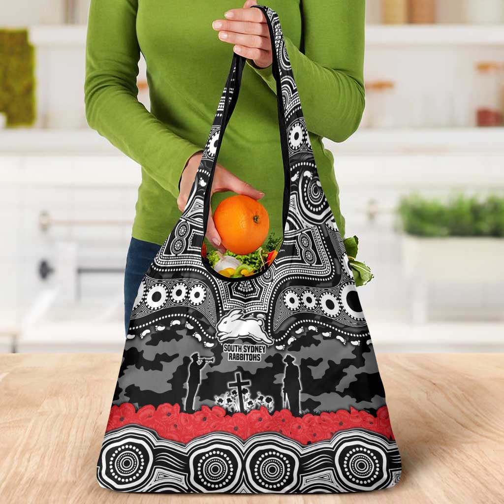 ANZAC Day South Sydney Rabbitohs Grocery Bag Military Memorial Aboriginal Indigenous Art
