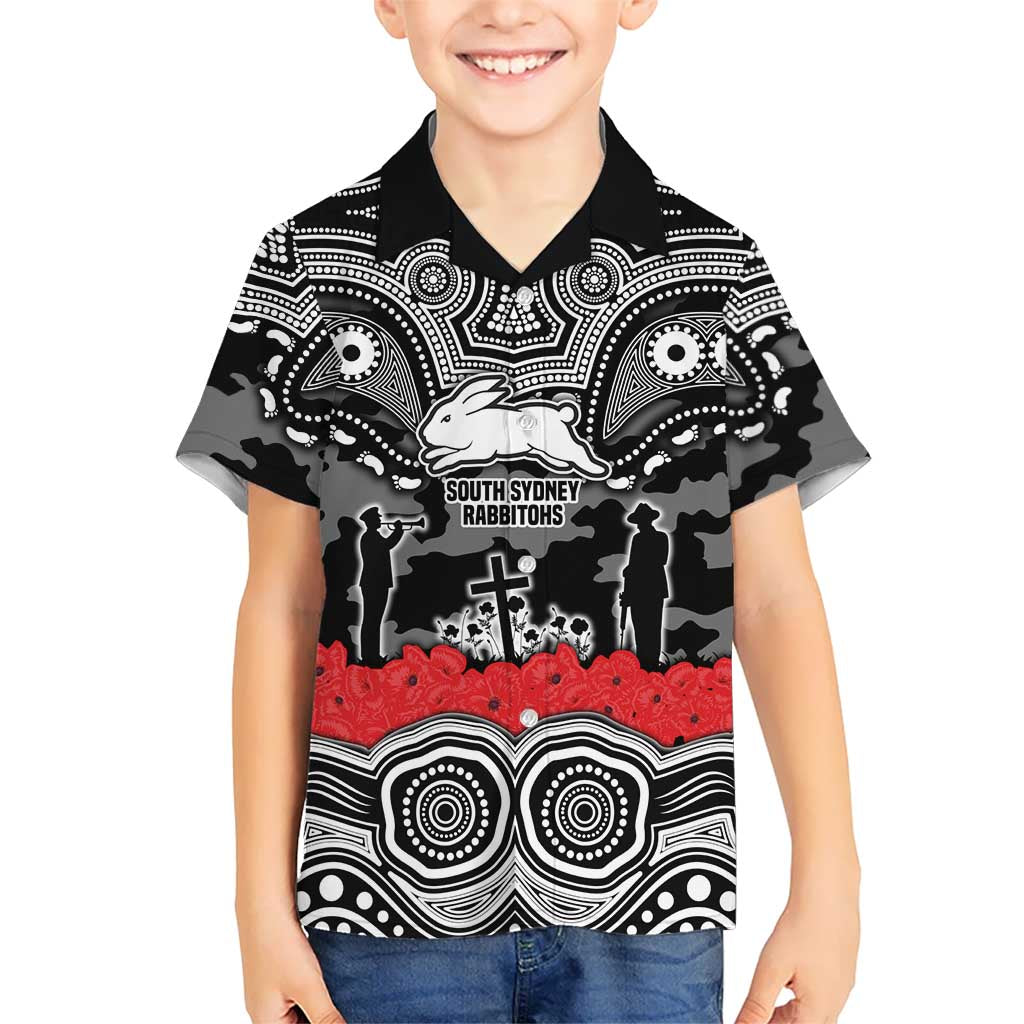 ANZAC Day South Sydney Rabbitohs Hawaiian Shirt Military Memorial Aboriginal Indigenous Art