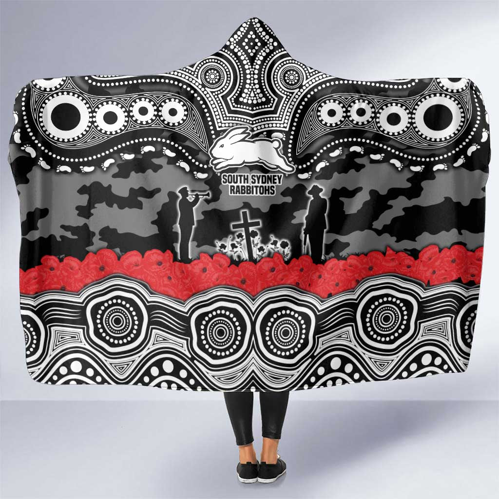 ANZAC Day South Sydney Rabbitohs Hooded Blanket Military Memorial Aboriginal Indigenous Art