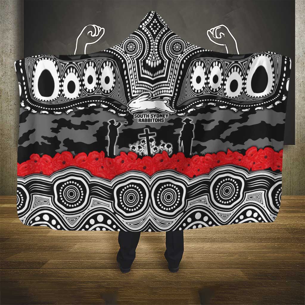 ANZAC Day South Sydney Rabbitohs Hooded Blanket Military Memorial Aboriginal Indigenous Art