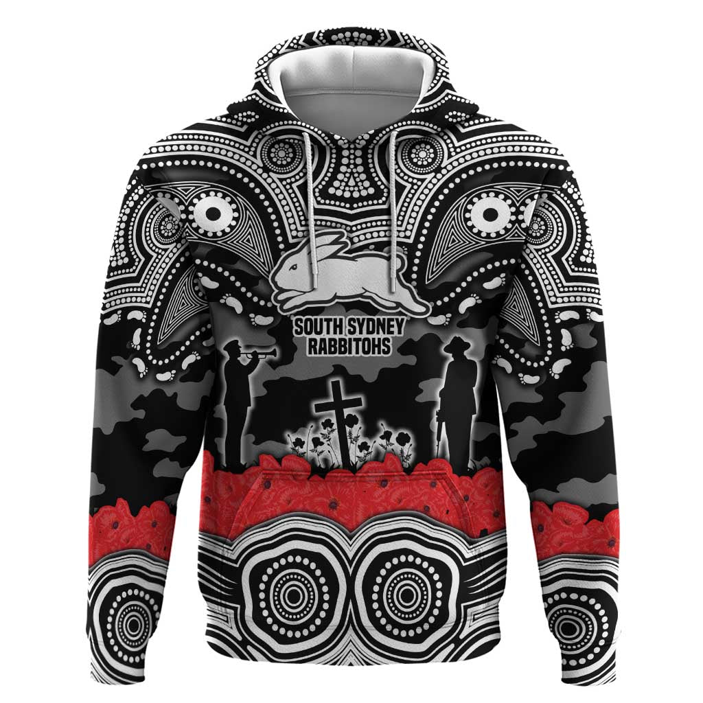 ANZAC Day South Sydney Rabbitohs Hoodie Military Memorial Aboriginal Indigenous Art