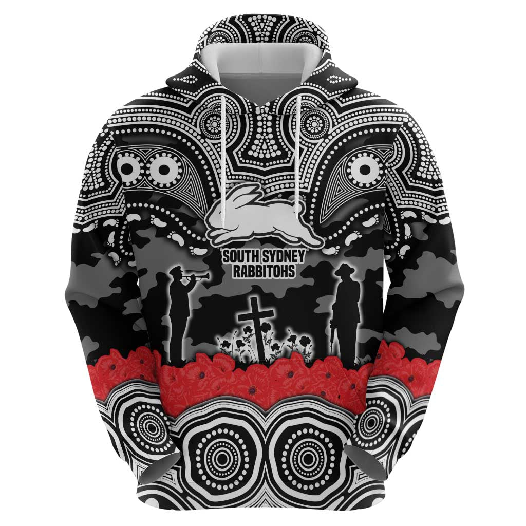 ANZAC Day South Sydney Rabbitohs Hoodie Military Memorial Aboriginal Indigenous Art