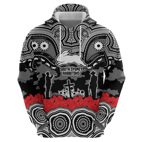 ANZAC Day South Sydney Rabbitohs Hoodie Military Memorial Aboriginal Indigenous Art